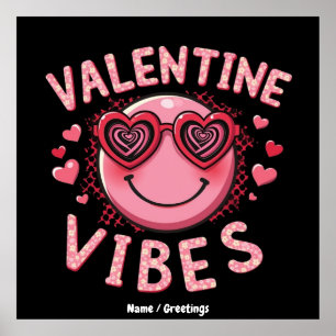Valentine Vibes Hippie Alla Hjärtans Dag Groovy Re Poster