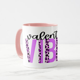 Valentine Vibes Lila Rosa Black Animal Skriv ut Mugg