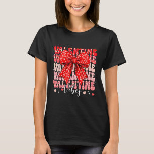 Valentine Vibes Retro Coquette Båg Tjej Kvinnor T Shirt
