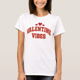 Valentine Vibes Retro Varsity Typografi Rött Hjärt T Shirt