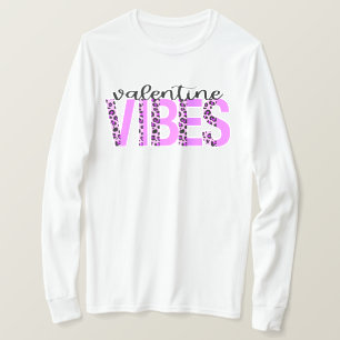 Valentine Vibes Trendig Rosa Black Animal Skriv ut T Shirt