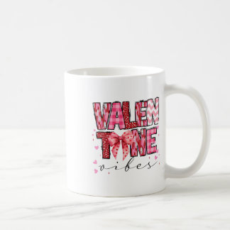 Valentine Vibes Valentines Day Pink Bow Girl Women Kaffemugg
