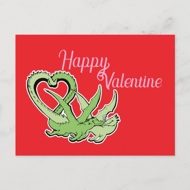 Valentine vycard Dragons Älskare Svan of Heart Vykort (Framsida)
