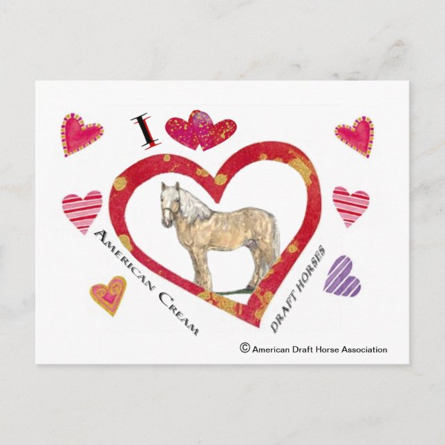Valentine vycard of American Cream Draft Horses Helg Vykort (Framsida)