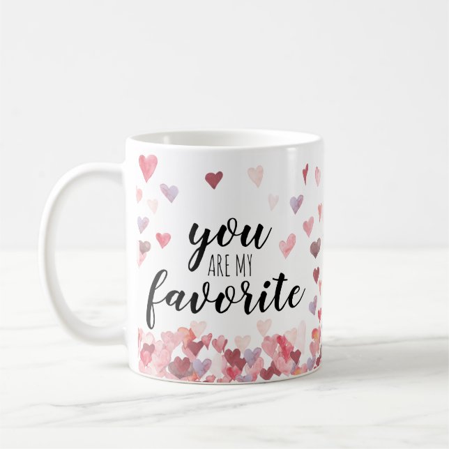 Valentine Watercolor Hearite du är min favorit Kaffemugg (Vänster)