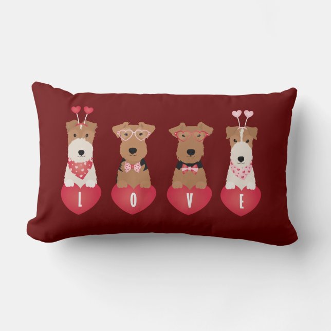 Valentine Welsh Wire Fox Terrier Hundar Lumbarkudde (Framsida)