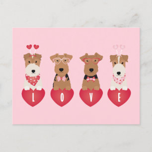 Valentine Welsh Wire Fox Terrier Hundar Vykort