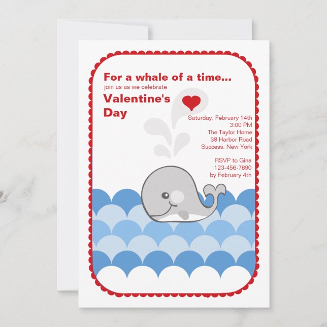 Valentine Whale-inbjudan Inbjudningar (Framsida)