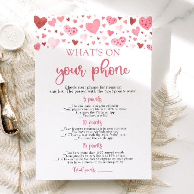 Valentine What's on Your Mobilare Baby Shower Game Inbjudningar (Skapare uppladdad)