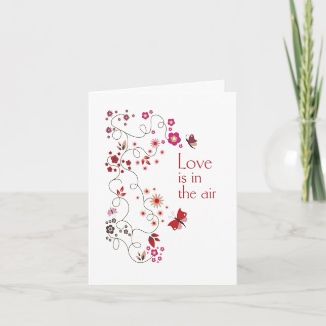 Valentine Whimsical Flowers Card Helgkort (Framsida)