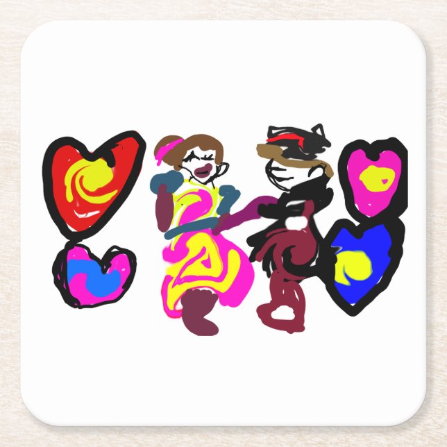 Valentine win love underlägg papper kvadrat (Framsidan)