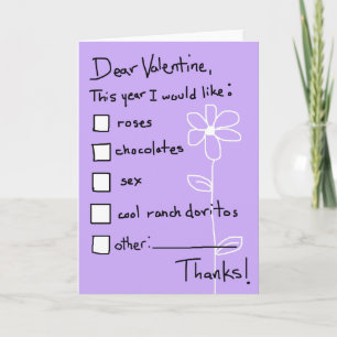 Valentine Wish List Helgkort