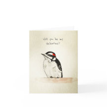 Valentine Woodpecker-mappat anteckningskort