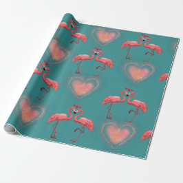 Valentine Wrapping Papper - Flamingo- Retro Presentpapper