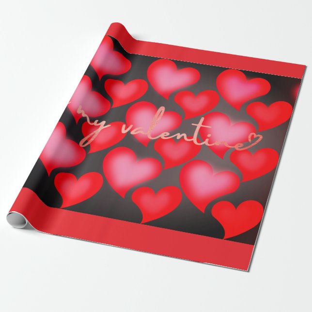 Valentine Wrapping Papper - Hearts Presentpapper (Utrullad)