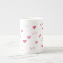 Valentine XO Sweet Hearts Rosa DATE Kärlek Benporslin Mugg