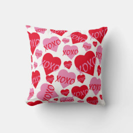 Valentine XOXO Heart Rosa Red Mönster White Kudde