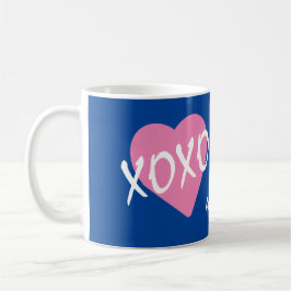 Valentine XOXO Hugs Kisses Rosa Heart Blue Kaffemugg