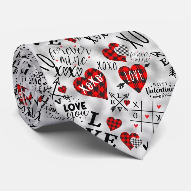 Valentine XOXO Kärlek You Red Black Heart Forever Slips (Rullad)