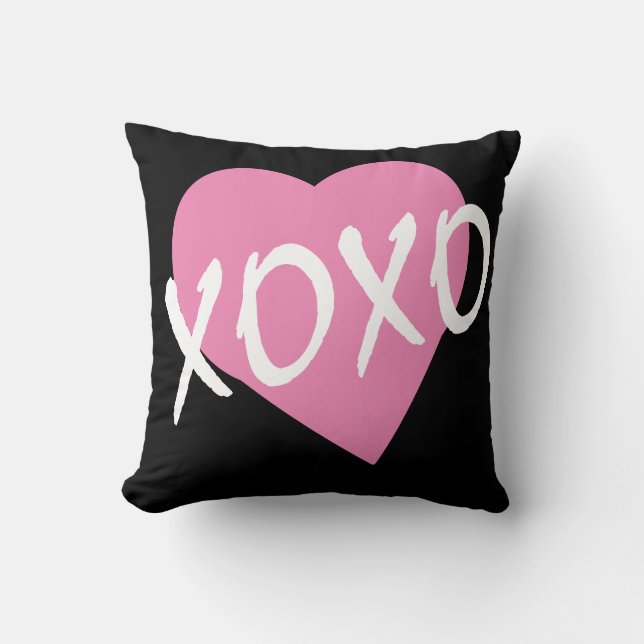 Valentine XOXO Rosa Heart Kudde (Framsida)