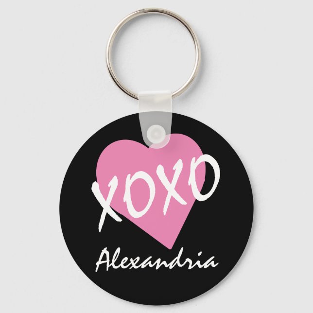 Valentine XOXO Rosa Heart Nyckelring (Framsida)