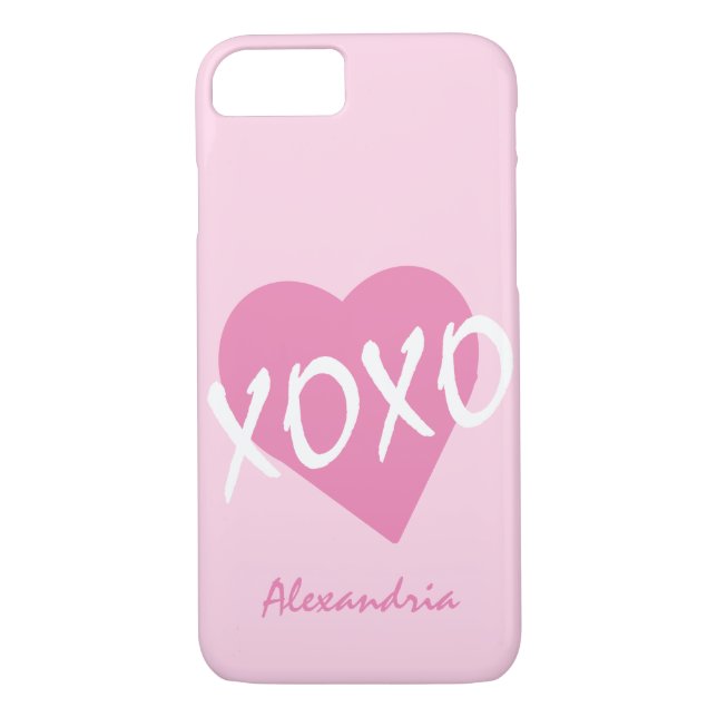Valentine XOXO Rosa Heart Rosa Case-Mate iPhone Skal (Baksida)