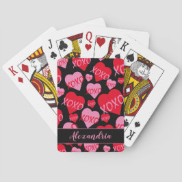 Valentine XOXO Rosa Red Heart Mönster Blue Casinokort