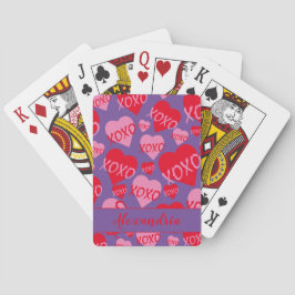 Valentine XOXO Rosa Red Heart Mönster Lila Casinokort
