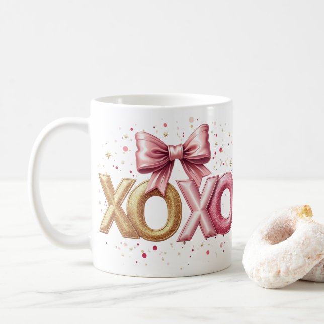 Valentine XOXO Rosa Valentine Day Kaffemugg (Med munk)