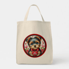 Valentine Yorkie be min återanvändbara Matkasse Tygkasse