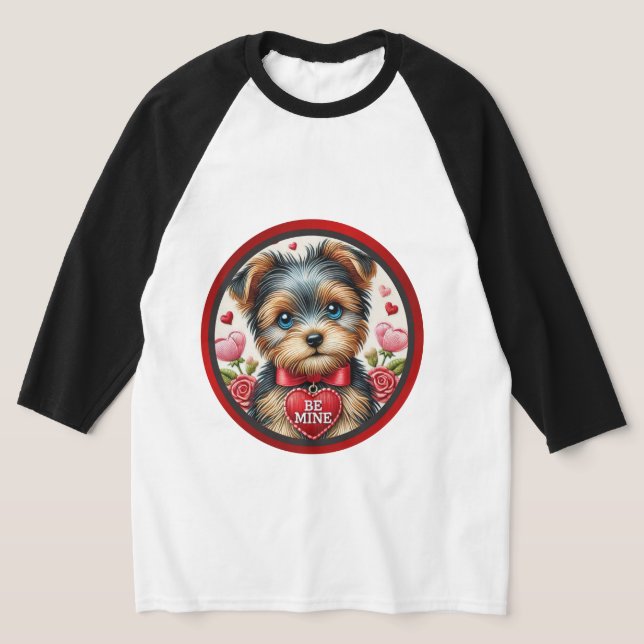 Valentine Yorkie be Mine Graphic Shirt T (Laydown)
