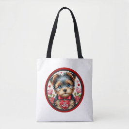 Valentine Yorkie be Mine Shoulder Tote Bag Tygkasse