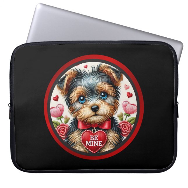 Valentine Yorkie Kärlek 15-Inch Laptop sleeve (Framsidan)