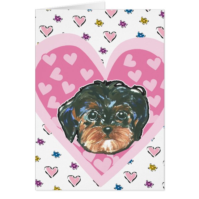 Valentine Yorkie Poo Hälsningskort (Framsidan)