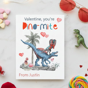 Valentine You're Dino-mite Dinosaur Klassrum Vykort