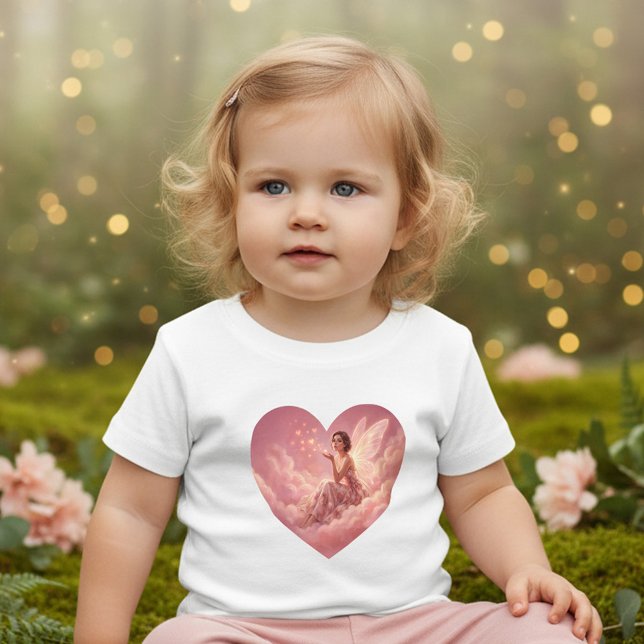 Valentineälva på rosa moln fantasykonst t shirt (Skapare uppladdad)