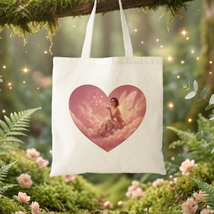 Valentineälva på rosa moln fantasykonst tygkasse