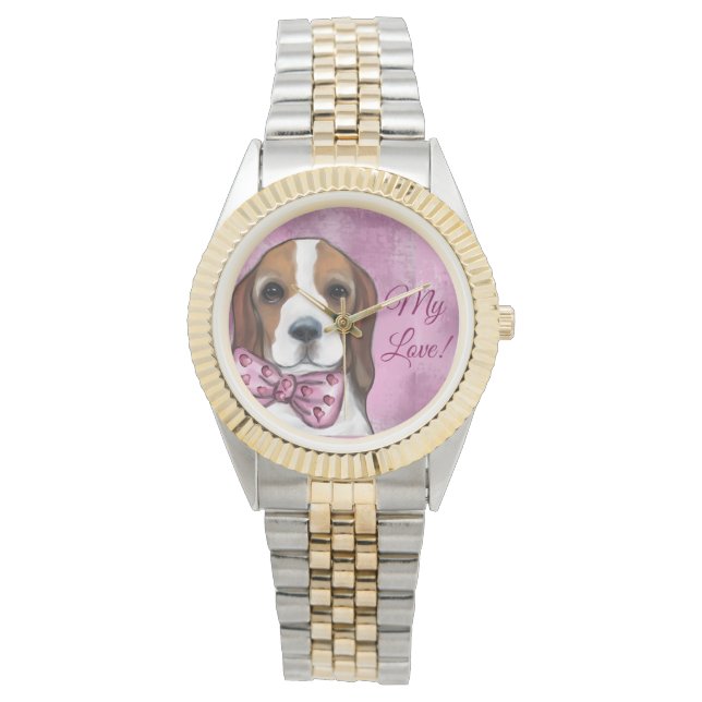 VALENTINEBEAGLE på svenska blir ALLA HJÄRTANS DAG  Armbandsur (Framsida)