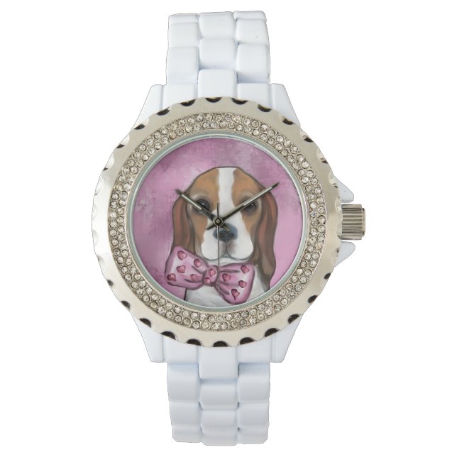 VALENTINEBEAGLE på svenska blir ALLA HJÄRTANS DAG  Armbandsur (Framsida)