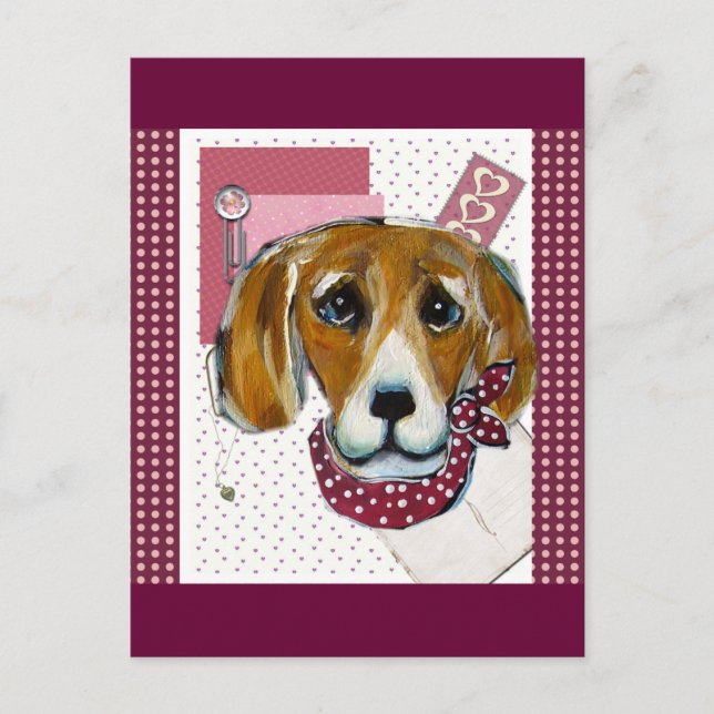 VALENTINEBEAGLE på svenska blir ALLA HJÄRTANS DAG  Helg Vykort (Framsida)