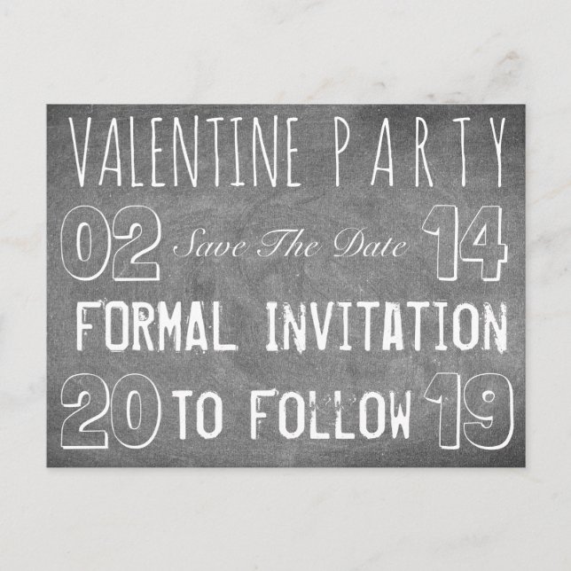 Valentinefest Save The Date-krita utseende Meddelande Vykort (Framsida)