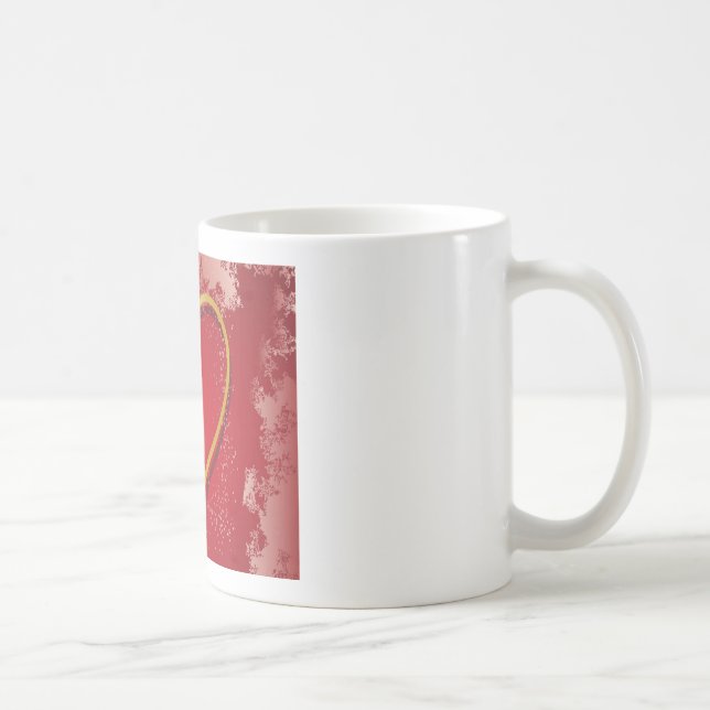 Valentinehjärta mot röd bakgrund kaffemugg (Höger)