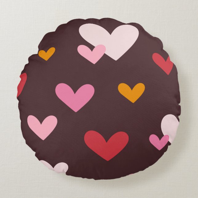 Valentinehjärtan som fladdrar rund kudde (Framsidan)