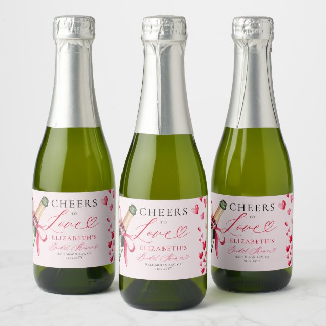 Valentinehjärtan Whimsical Bubbly Bröllopsdusch (Flaskor)