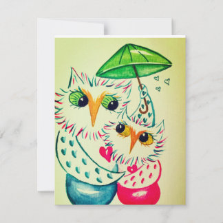 Valentinekort, akvarell ugglor julkort