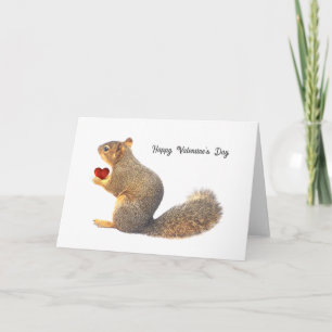 Valentinekort med ekorre och litet rött hjärta helgkort