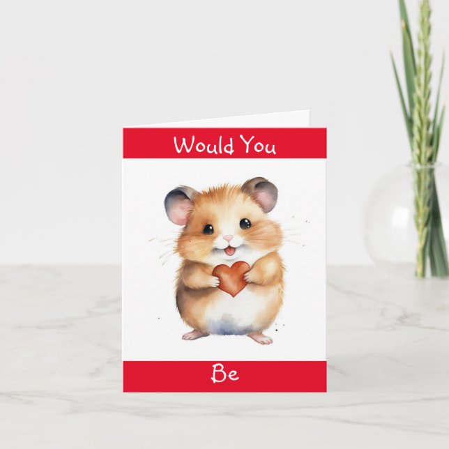 Valentinekort med hamster med hjärta helgkort (Framsida)