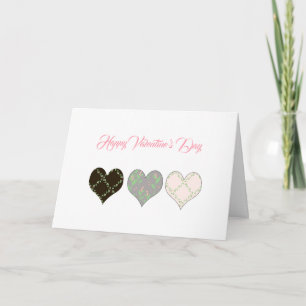 Valentinekort med tre hjärtan kort