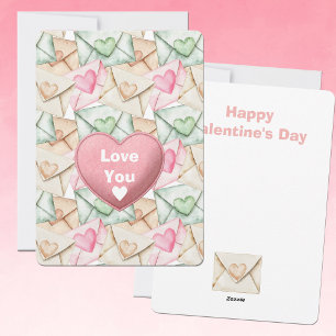 Valentinekuvert och hjärtan julkort