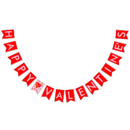 Valentinen är bryter röda hjärtor som Bunting Vimplar